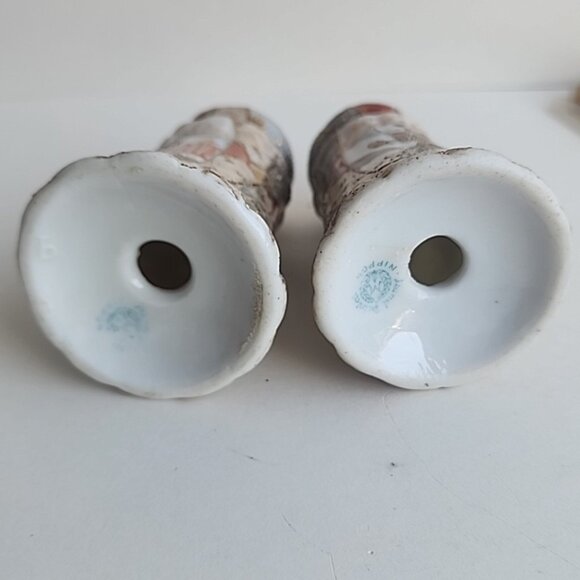 Antique Royal Satsuma Nippon Salt & Pepper Shaker Set Hand Painted Textured - Picture 7 of 7